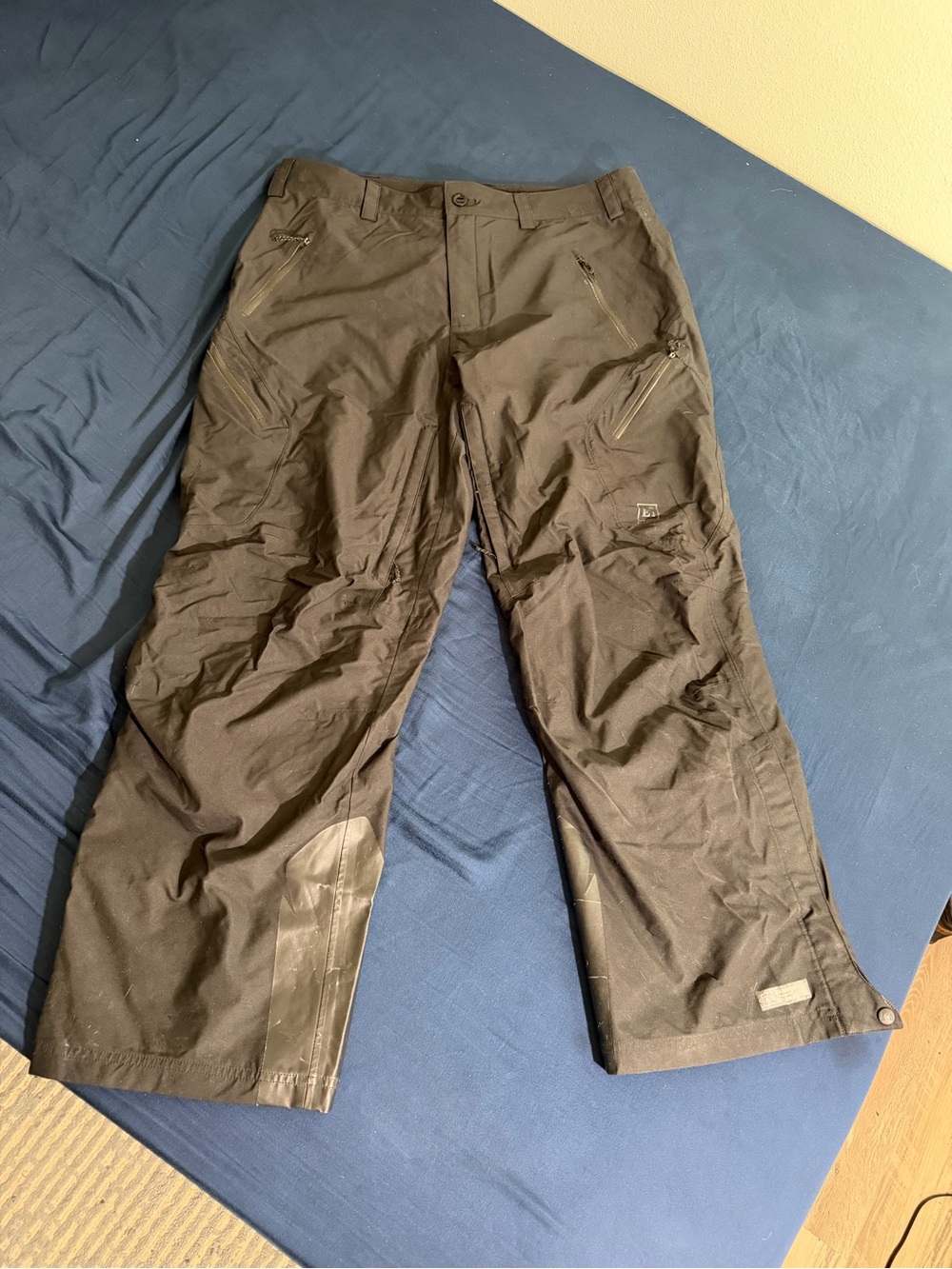 REI Men's E1 Elements Black Windproof Waterproof Rain Pants Hiking Utility XL
